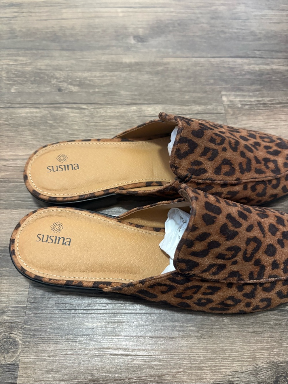 Susina Leopard-Print Backless Mules in Brown and Black - Picture 3 of 6